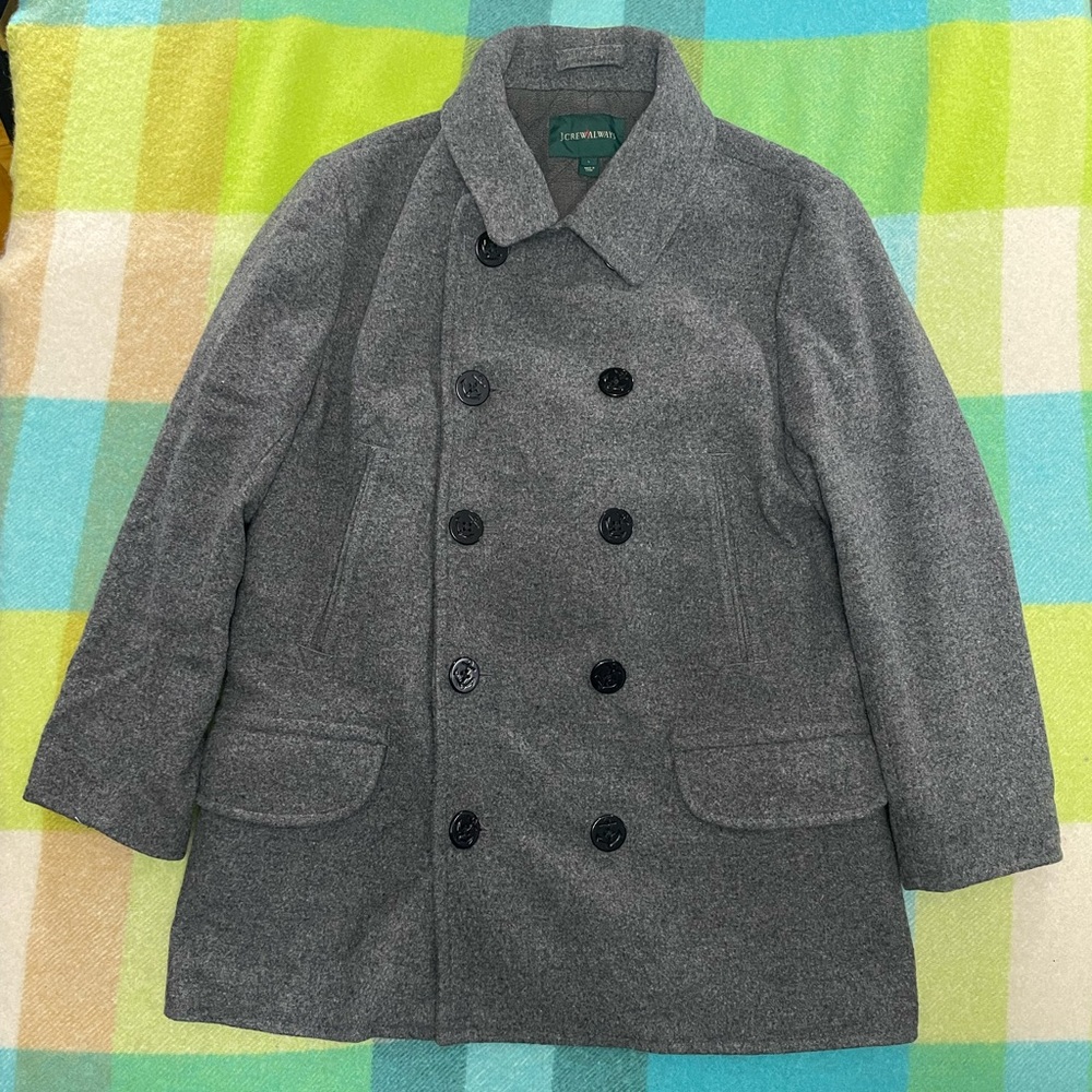 JCREW Always Dock Wool Blend Thinsulate Heavyweight Gray Peacoat Men’s